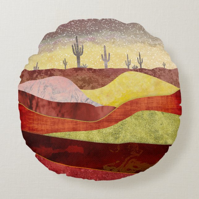 Desert Cacti Landscape Round Cushion (Front)