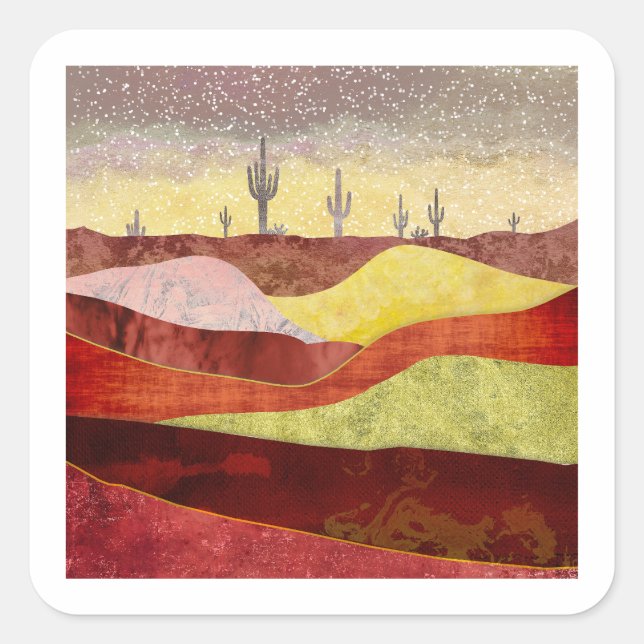 Desert Cacti Landscape Square Sticker (Front)