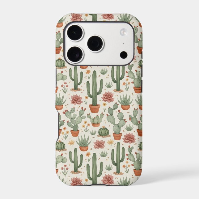 Desert Cacti Succulent Seamless Pattern (Back)