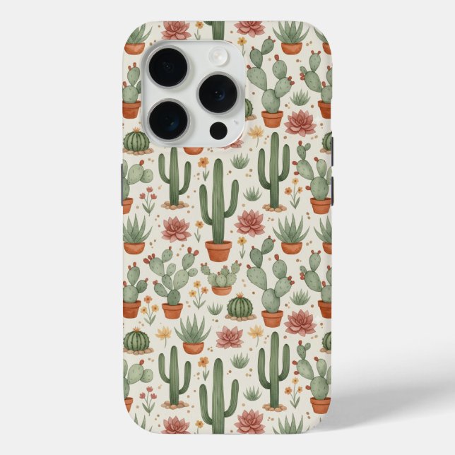Desert Cacti Succulent Seamless Pattern Case-Mate iPhone Case (Back)