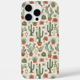 Desert Cacti Succulent Seamless Pattern iPhone 16 Pro Max Case