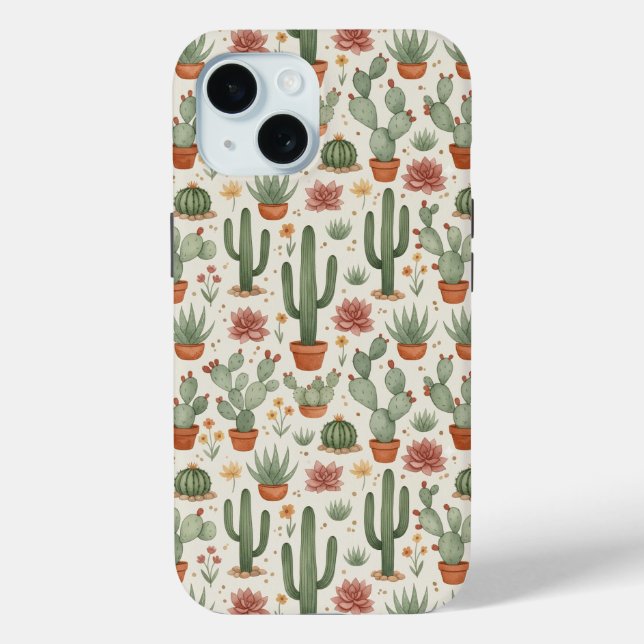 Desert Cacti Succulent Seamless Pattern Case-Mate iPhone Case (Back)