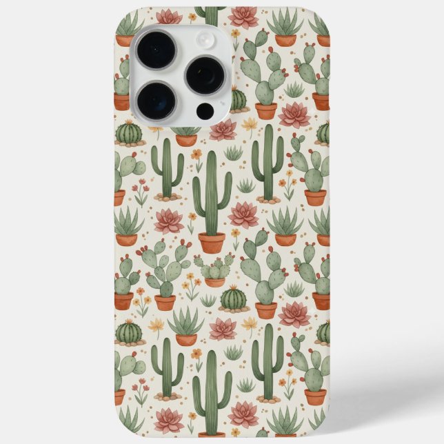 Desert Cacti Succulent Seamless Pattern Case-Mate iPhone Case (Back)