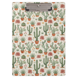 Desert Cacti Succulent Seamless Pattern Clipboard