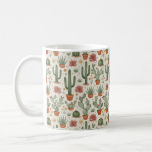 Desert Cacti Succulent Seamless Pattern Coffee Mug