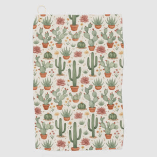 Desert Cacti Succulent Seamless Pattern Golf Towel