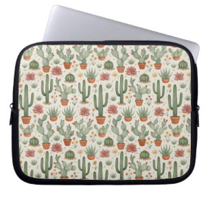 Desert Cacti Succulent Seamless Pattern Laptop Sleeve