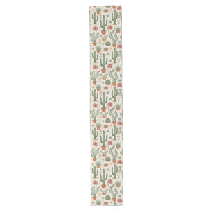 Desert Cacti Succulent Seamless Pattern Long Table Runner