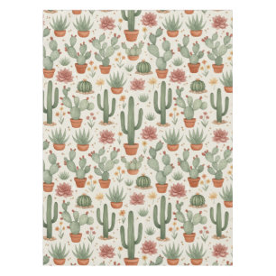 Desert Cacti Succulent Seamless Pattern Tablecloth