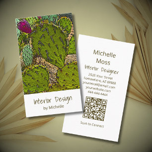 Desert Cactus Abstract Botanical Interior Design Business Card