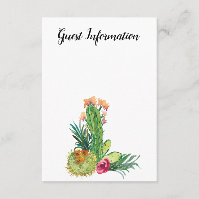 Desert Cactus, Add Your Own Photo, Guest Info Enclosure Card (Front)