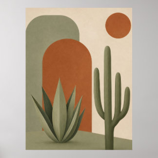 Desert Cactus & Agave Minimalist Wall Art