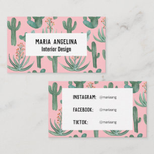 Desert Cactus and Succulents Watercolor Design  Business Card