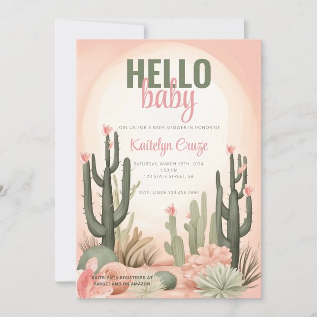 Desert Cactus Baby Shower Invitation (Front)