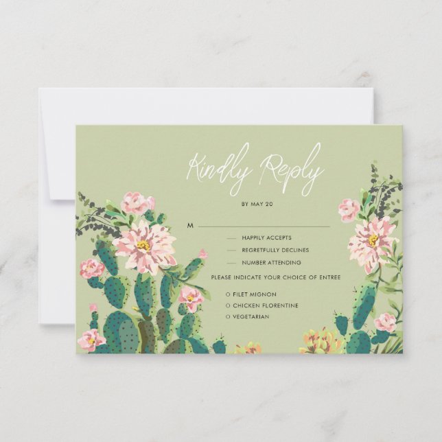 Desert Cactus Bloom Response Card w Menu Options (Front)