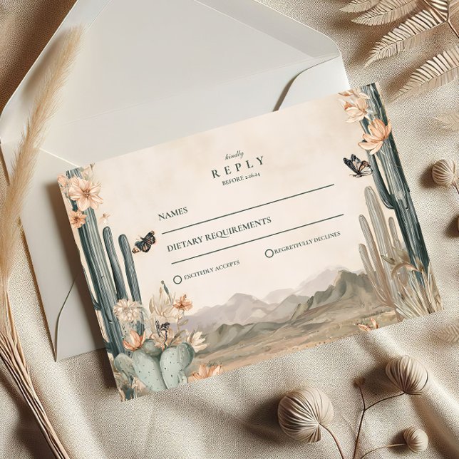 Desert Cactus Boho Wedding RSVP Card (Creator Uploaded)