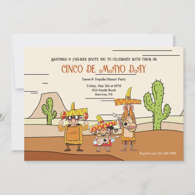 Desert Cactus Cinco De Mayo Invitation (Front)