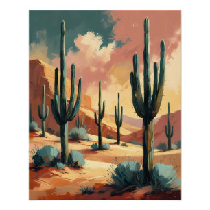 Desert Cactus Dream – Abstract Southwestern Poster