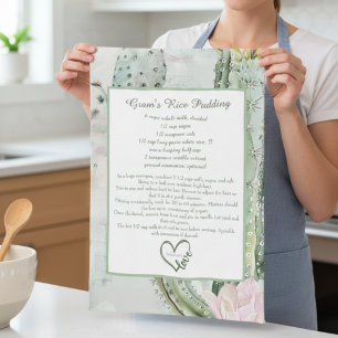 Desert Cactus Family Recipe Keepsake Custom Tea Towel