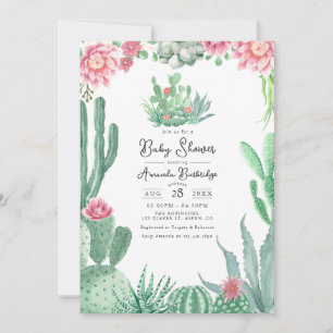 Desert Cactus Floral Baby Shower Invitation