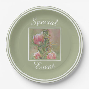 Desert Cactus Flower Paper Plate