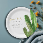 DESERT CACTUS FOLIAGE WATERCOLOR BRIDAL SHOWER PAPER PLATE<br><div class="desc">For any further customisation or any other matching items,  please feel free to contact me at info@yellowfebstudio.com</div>