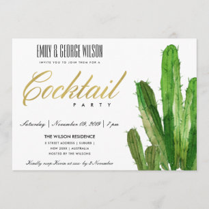 DESERT CACTUS FOLIAGE WATERCOLOR COCKTAIL PARTY INVITATION