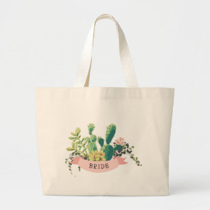 Desert Cactus Garden   Bride    Large Tote Bag