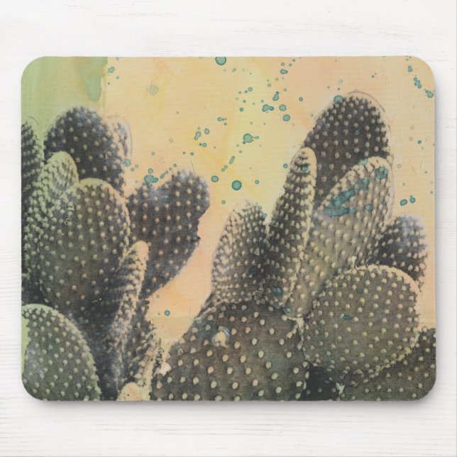 Desert Cactus | Green Splatter Mouse Mat (Front)