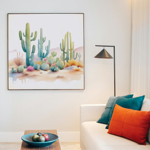 Desert Cactus Illustration Square Poster