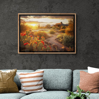 Desert Cactus in Bloom AI Art | Photorealistic Poster