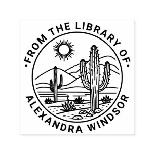 Desert Cactus Landscape #1 Library Book Name Self-inking Stamp