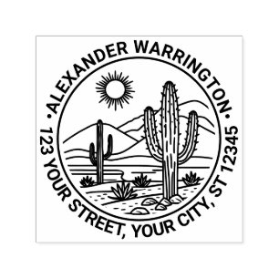 Desert Cactus Landscape #1 Name Return Address Self-inking Stamp