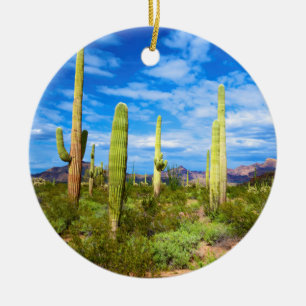 Desert cactus landscape, Arizona Ceramic Tree Decoration