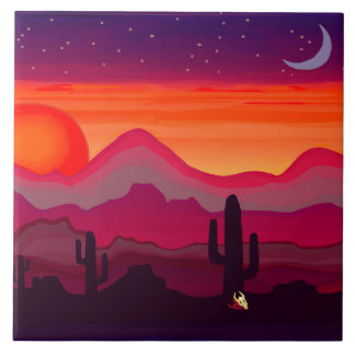 Desert Cactus Moon Tile