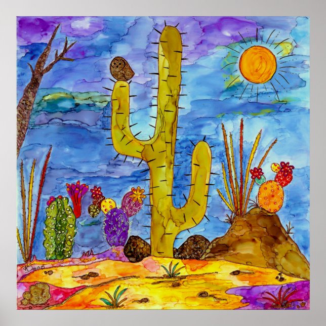 Desert Cactus Morning Poster 24"x24" (Front)