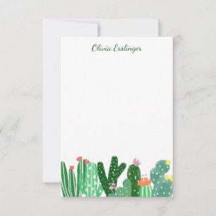 Desert Cactus Painting in Green Personalised Thank You Card