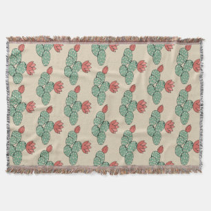 Desert Cactus Pattern Throw Blanket