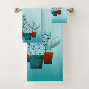 Desert Cactus Plants Bath Towel Set