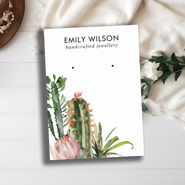 DESERT CACTUS PROTEA FOLIAGE STUD EARRING DISPLAY BUSINESS CARD (Creator Uploaded)
