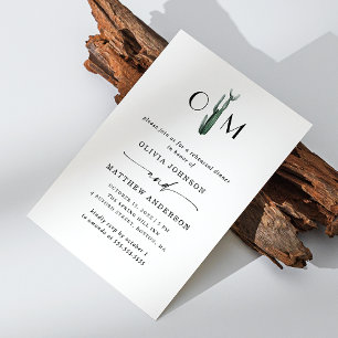 Desert Cactus Rehearsal Dinner   Elegant Boho Invitation