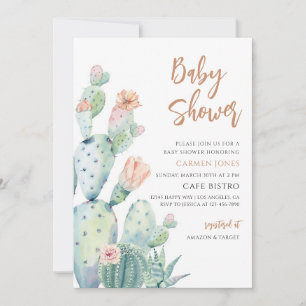 Desert Cactus Succulent Baby Shower Invitation