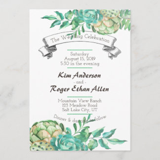 Desert Cactus Succulent Floral Wedding Invites