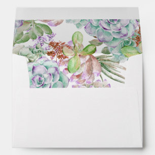 Desert Cactus Succulent liner wedding Envelopes