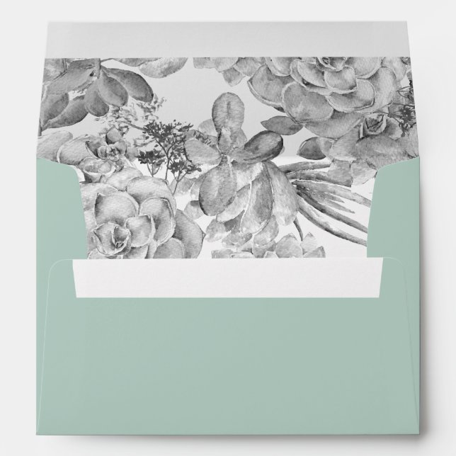 Desert Cactus Succulent liner wedding Envelopes (Back (Bottom))