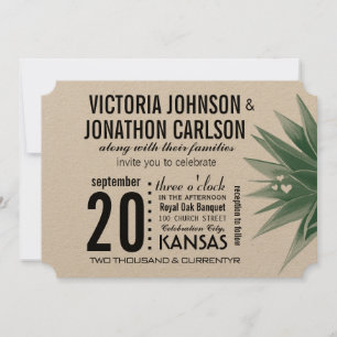 Desert Cactus Succulent Modern Typography Wedding Invitation