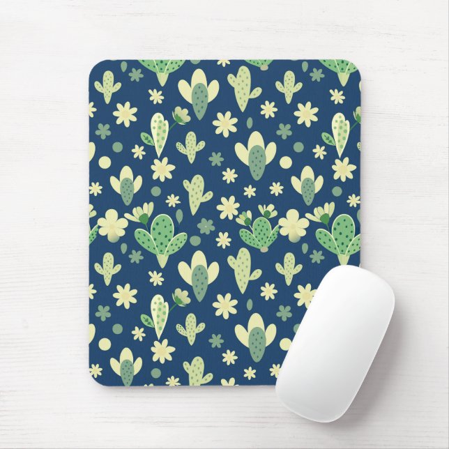 Desert Cactus & Succulent Pattern Mouse Mat (With Mouse)