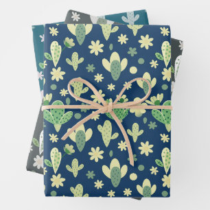Desert Cactus & Succulent Pattern Wrapping Paper Sheet