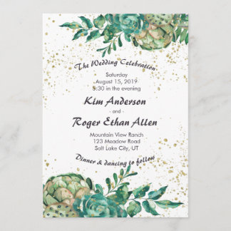 Desert Cactus Succulent Romantic Wedding Invites