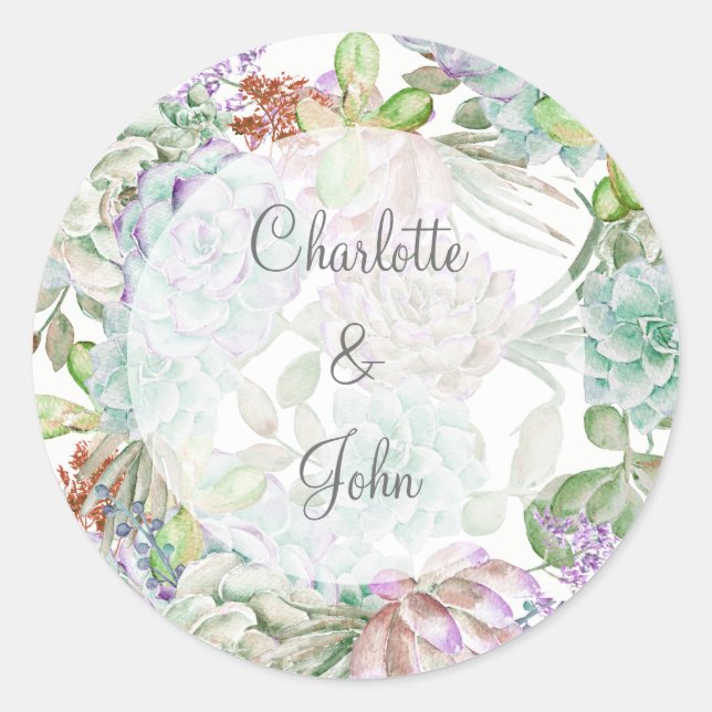 Desert Cactus Succulent Wedding stickers (Front)